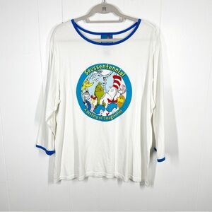Michael Simon for Dr. Seuss Seussential Graphic White Quarter Sleeve Ringer Tee